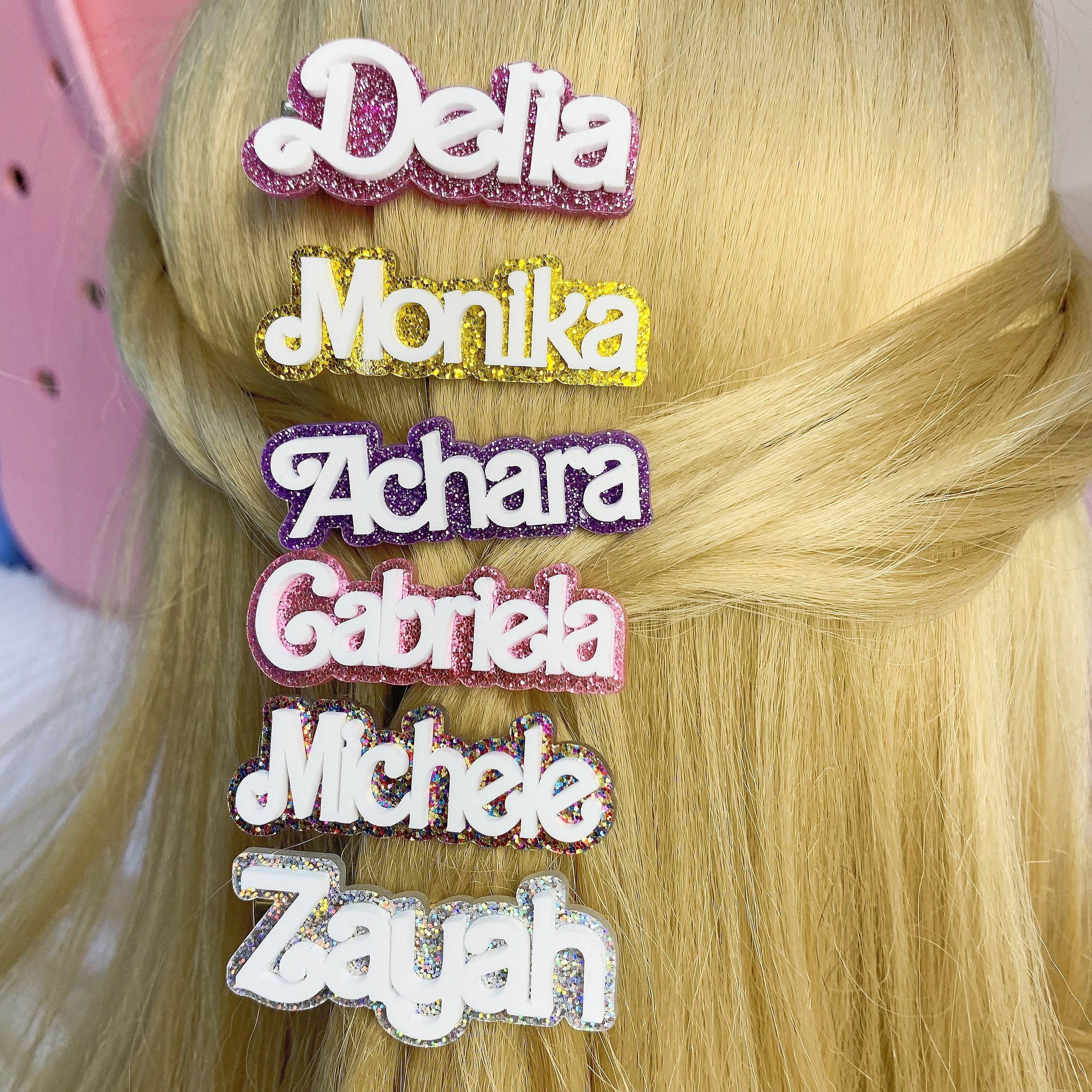 

Customizable Acrylic Name Hair Clip - Personalized 3d Double-layer Letter Design, Long Rectangle Barrette For Styling & Unique Gift Idea, Creative, Hair Clip