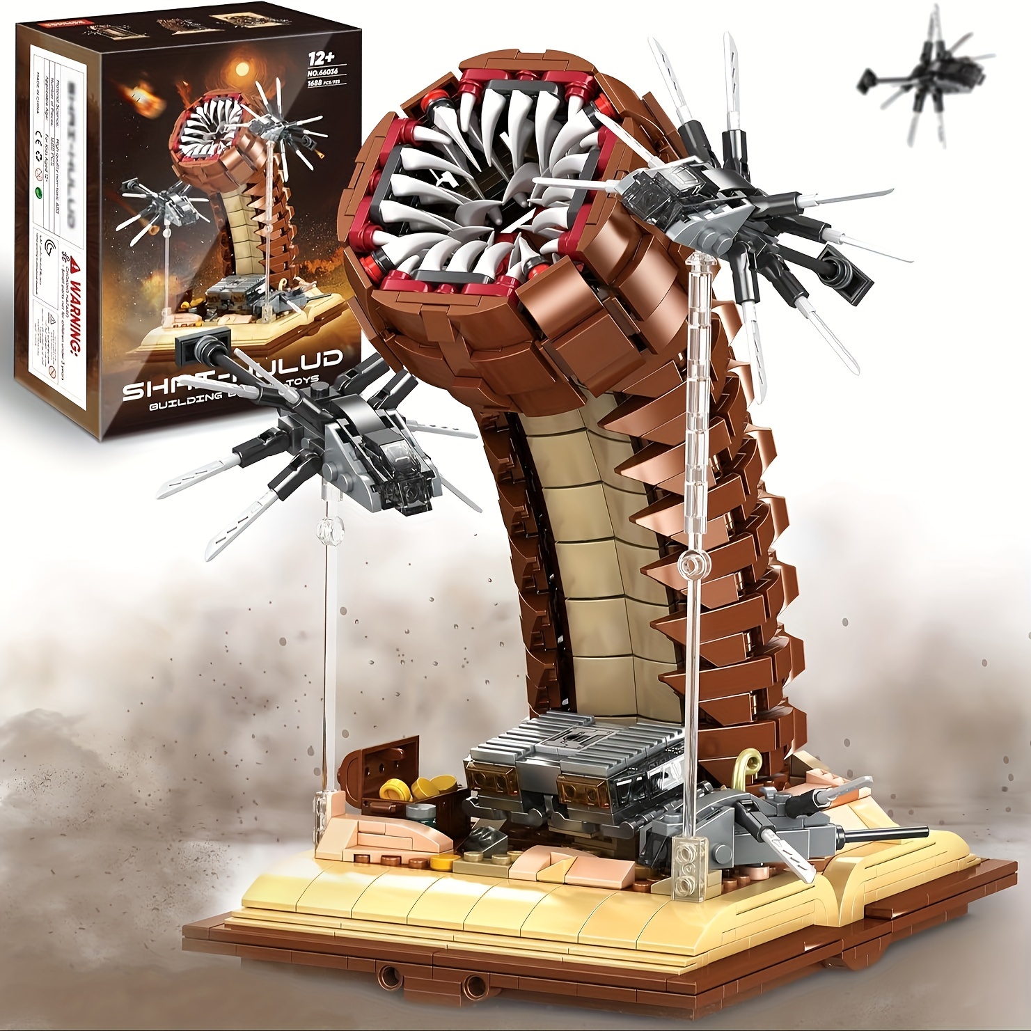 

Sandworm Building Blocks Set For Boy 8-12, Comes With Ornithopter Building Blocks Toy, Creative Building Blocks Adult Gift Idea For Movie Fans, 1688pcs