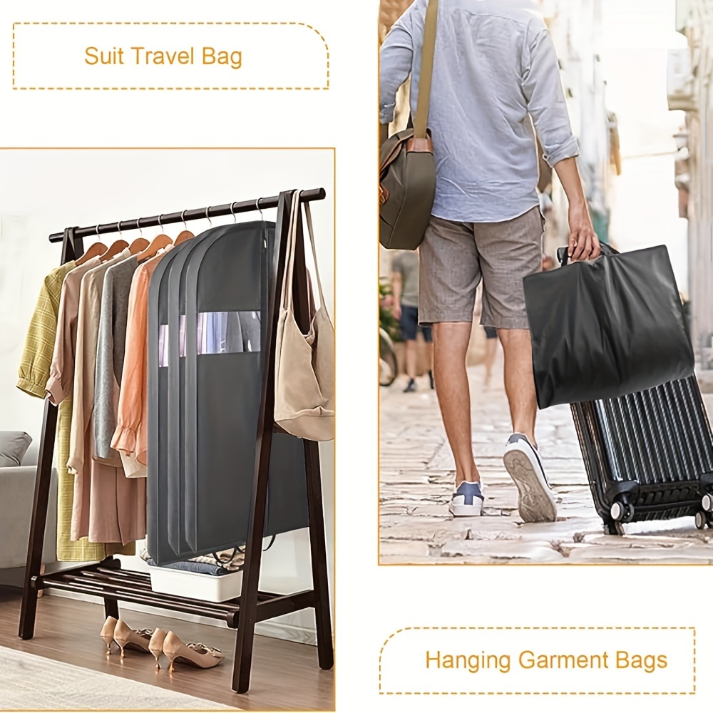 Housse à Vêtements 130 Cm Avec Poches - Sac De Rangement Respirant, étanche, Avec Fenêtre Transparente, Noir