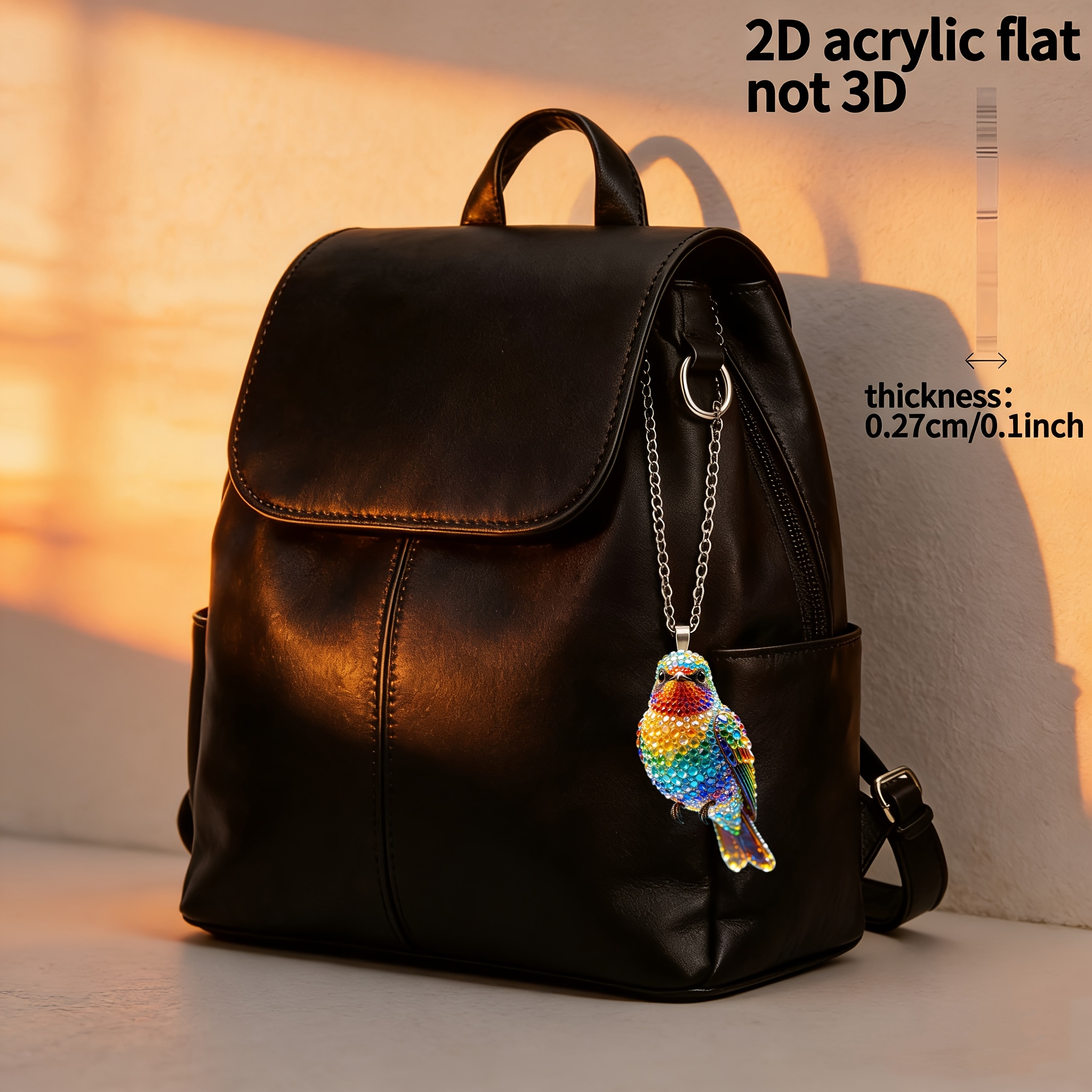 Women's 2D Acrylic Multicolor Hummingbird Pendant Necklace