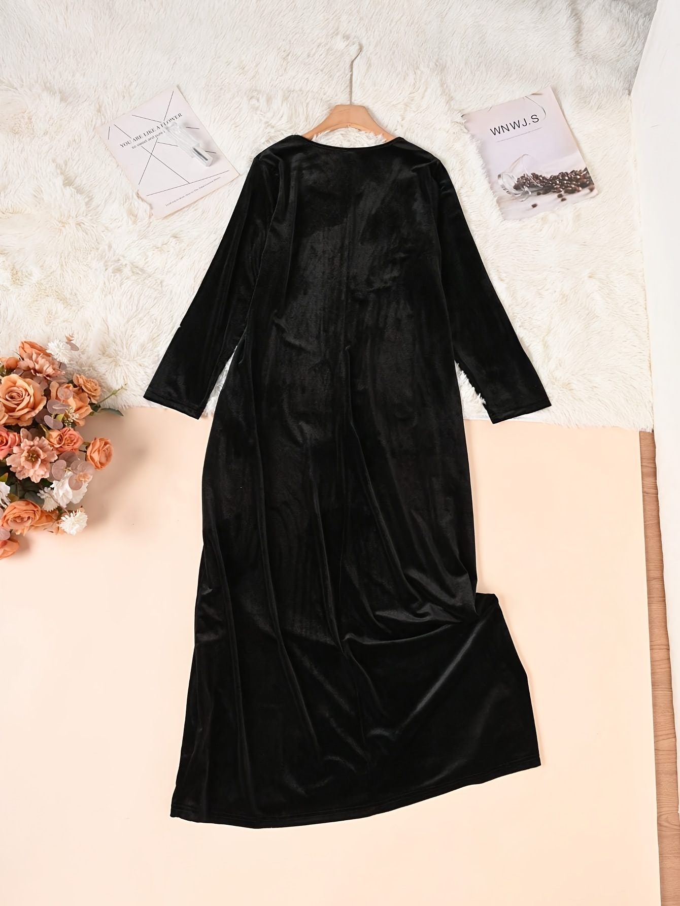 plus size korean style winter dress solid color round neck a - Temu Bahrain