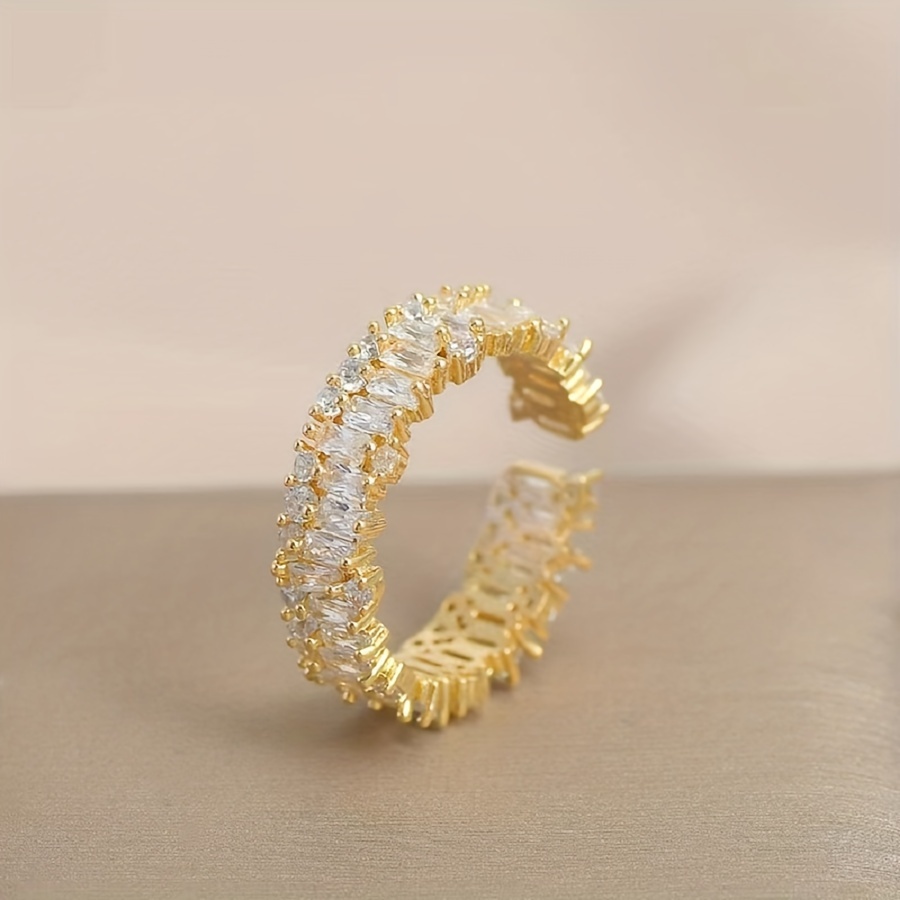Women's Copper Adjustable Ring with Micro Inlaid Zirconia