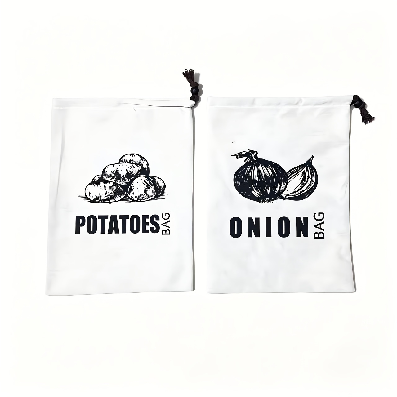 TEMU 2pcs Set Reusable Onion Potato Storage Bags - Breathable Fabric Vegetable Fresh Keeping Bags, With Safety Drawstring Closure, Keeping Fresh (non