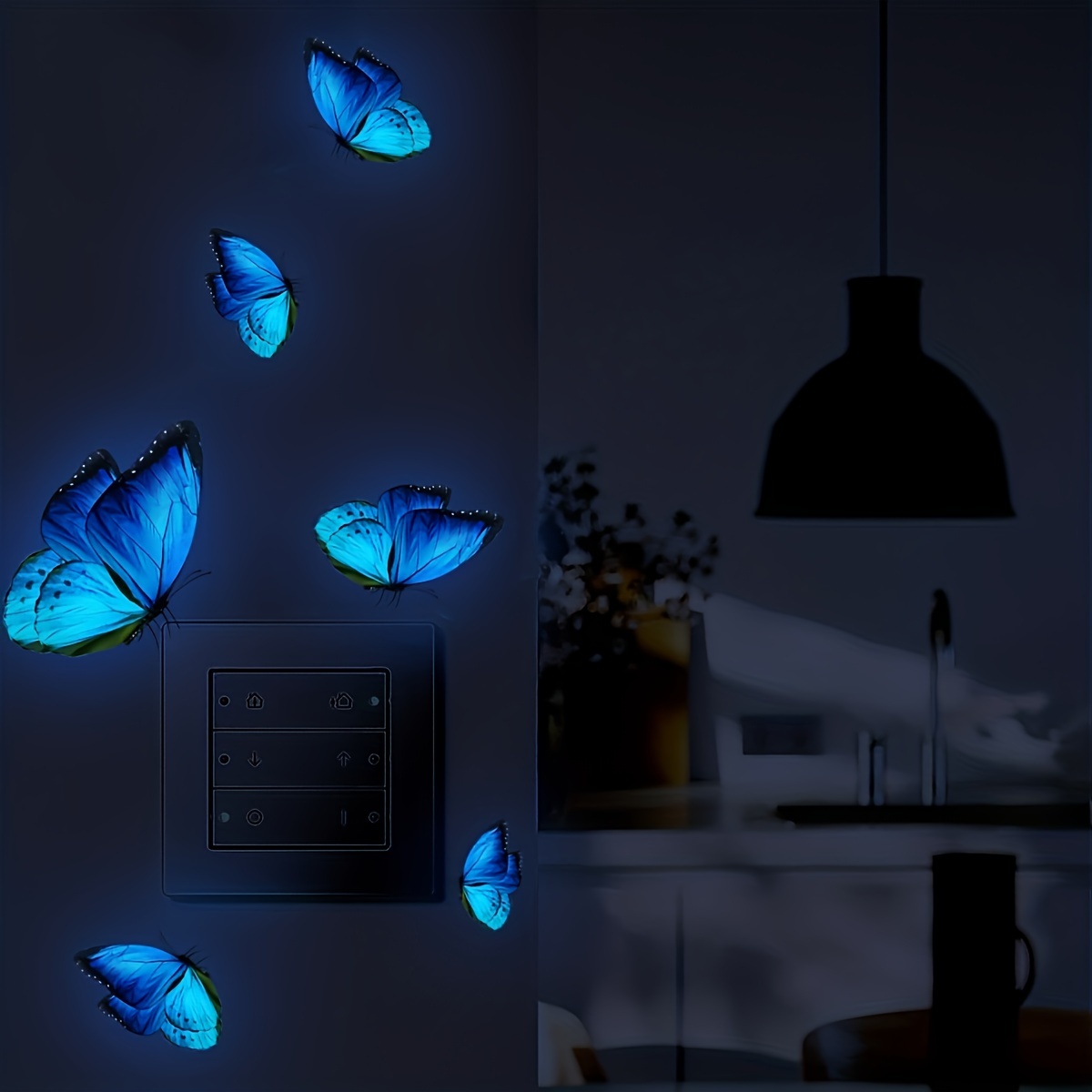 

1set/6 Butterflies, Stickers, Glowing In The Dark, Suitable For Living Room, Bedroom, Background Wall, Wall Decoration, For Home Room Living Room Office Decor