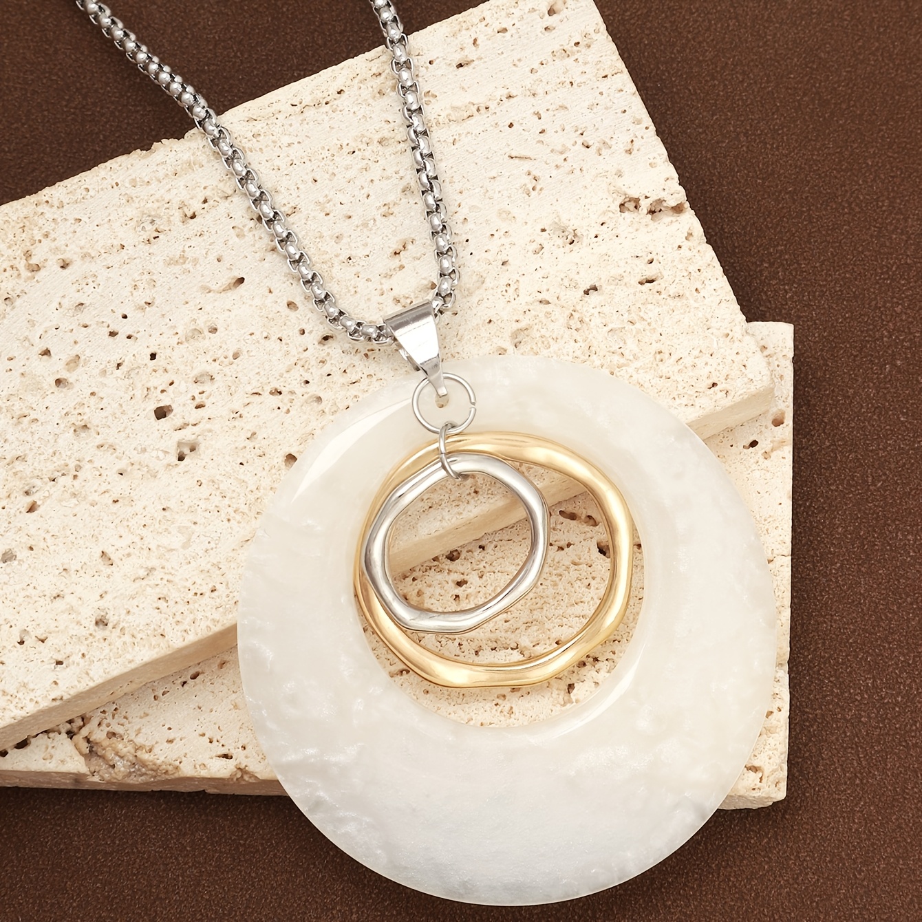 Geometric Water Drop Pendant Necklace, Retro Style