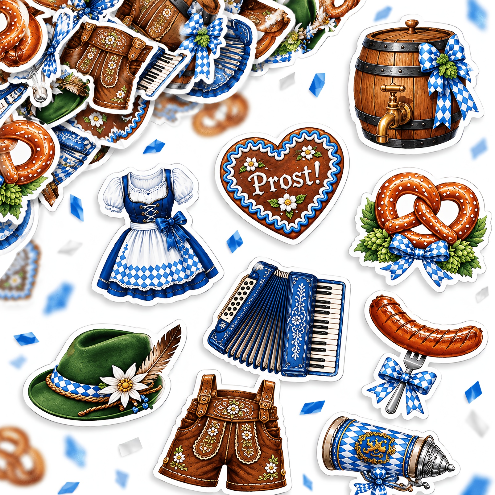 TEMU 90pcs Oktoberfest Themed Confetti With Characteristic Patterns: Pretzels, Traditional Dirndls, And Beer Barrels, Oktoberfest Table Decorations