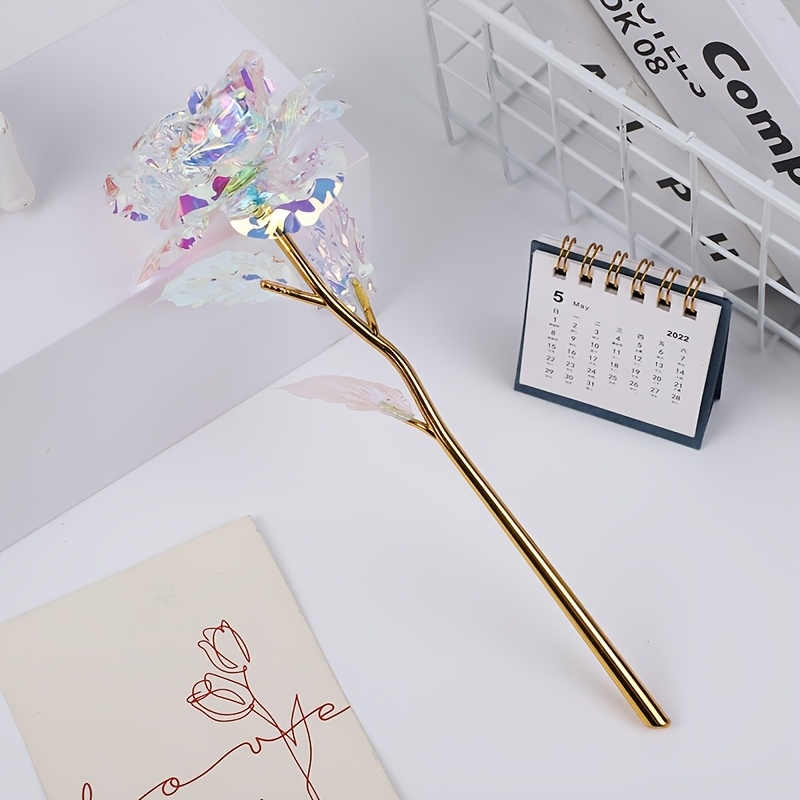 Gold-Plated Imitation Rose Flowers, Artificial Crystal Flowers, Suitable for Valentine'S Day, Mother'S Day | Ideal Gifts for Anniversaries, Birthdays, Weddings | Party And Festival Decorations, Home Decorations, Outdoor Decorations