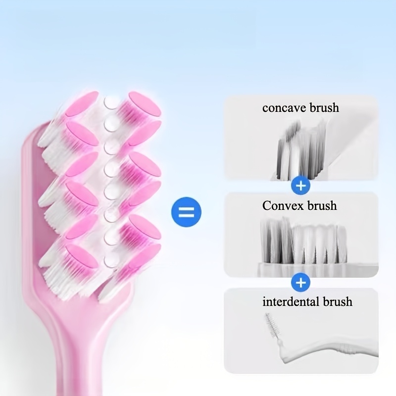 W-Shaped Wave Brush Head Toothbrush 3pcs Set with Soft Bristles