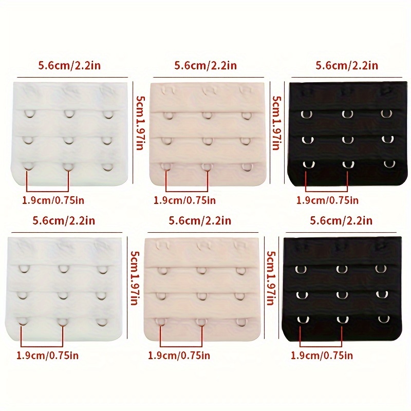 6-piece Stainless Steel Bra Extension Clasp Cover: Get With Adjustable 3-row 3-hook Bra Strap Extender!