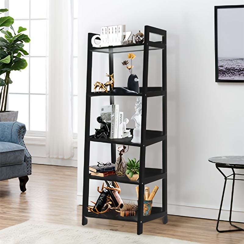 5 Tier Bookshelf, Modern Open Bookcase, Ladder Bookshelf Open Storage Rack Wood Ladder Shelf, Bookcase Shelf Storage Organizer, Shelves For Home