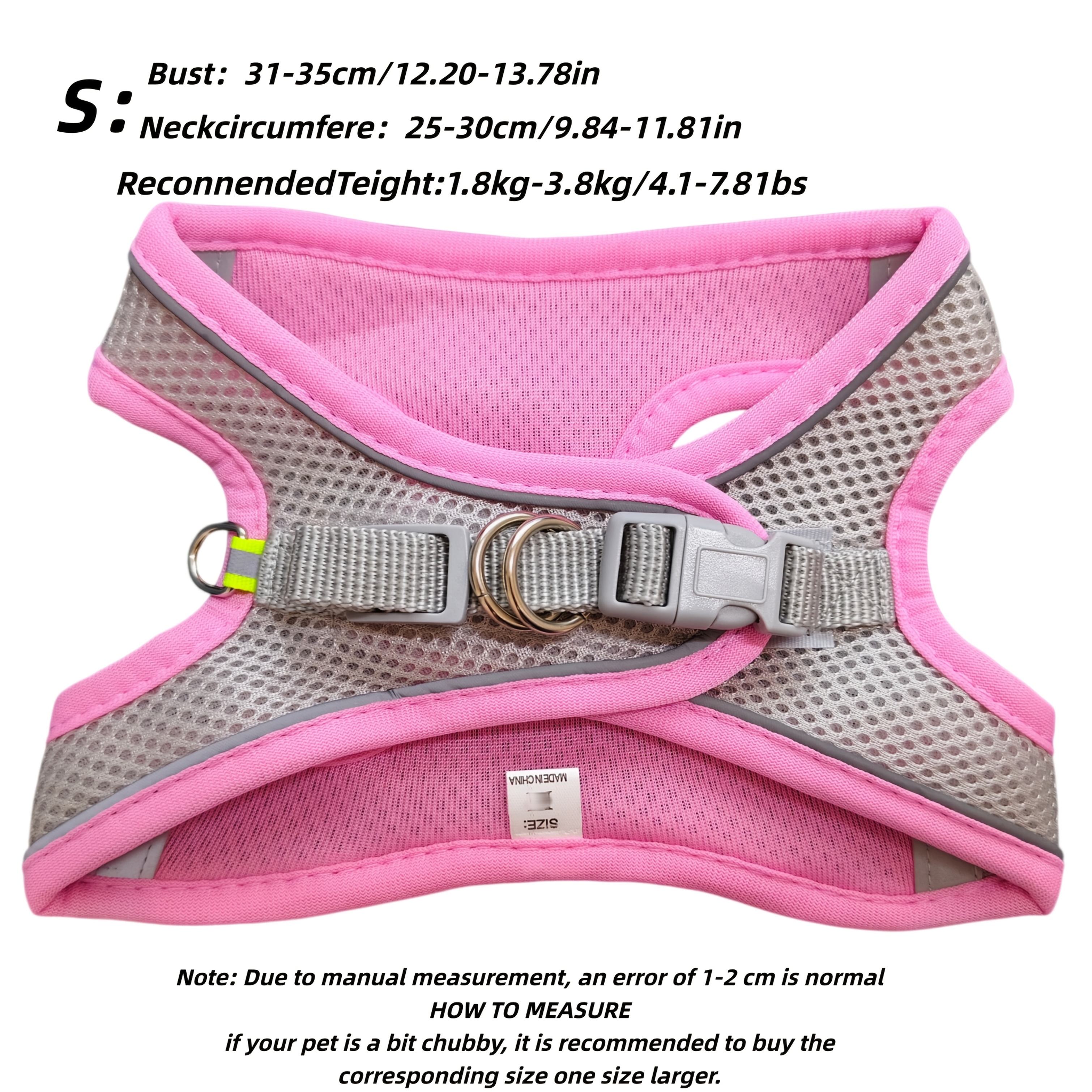 TEMU Harnais pour animal de compagnie, respirante toutes saisons, réfléchissant, gilet doux et léger, convient aux petits animaux, laisse incluse