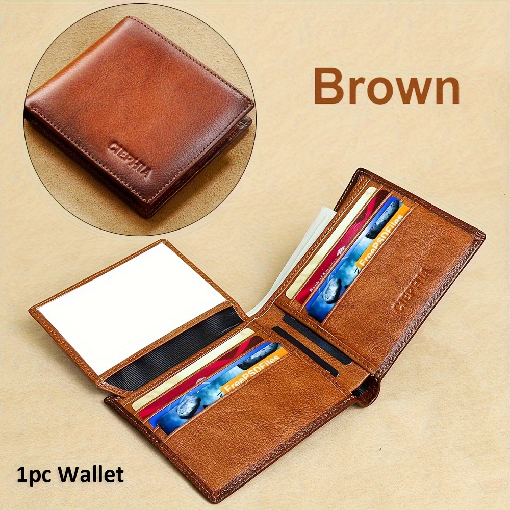 TEMU Genuine Rfid Blocking Wallet, Large , Bi-fold Double Id ,