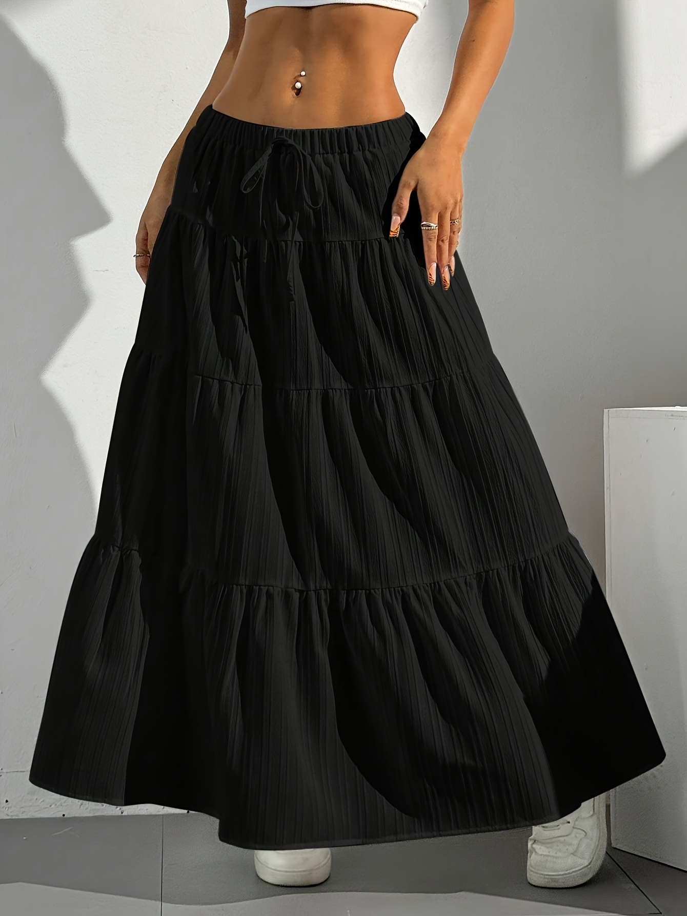Long Black Skirt Women's Maxi Skirts Queen Size Woman Black