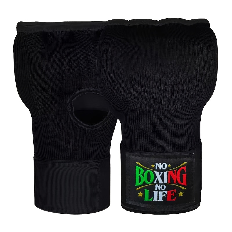 TEMU 1 Pair Half-finger Boxing Gloves Training Lazy Wrapping Thickened Gel Filling Boxing Training Gloves Boxing Bandage Boxing Training Additions