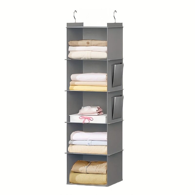 TEMU 1pc Five-layer Hanging Storage Bag, Three-dimensional Organizer With Hooks, Washable For Wardrobe Clothes Organization, -bearing Hanging Storage
