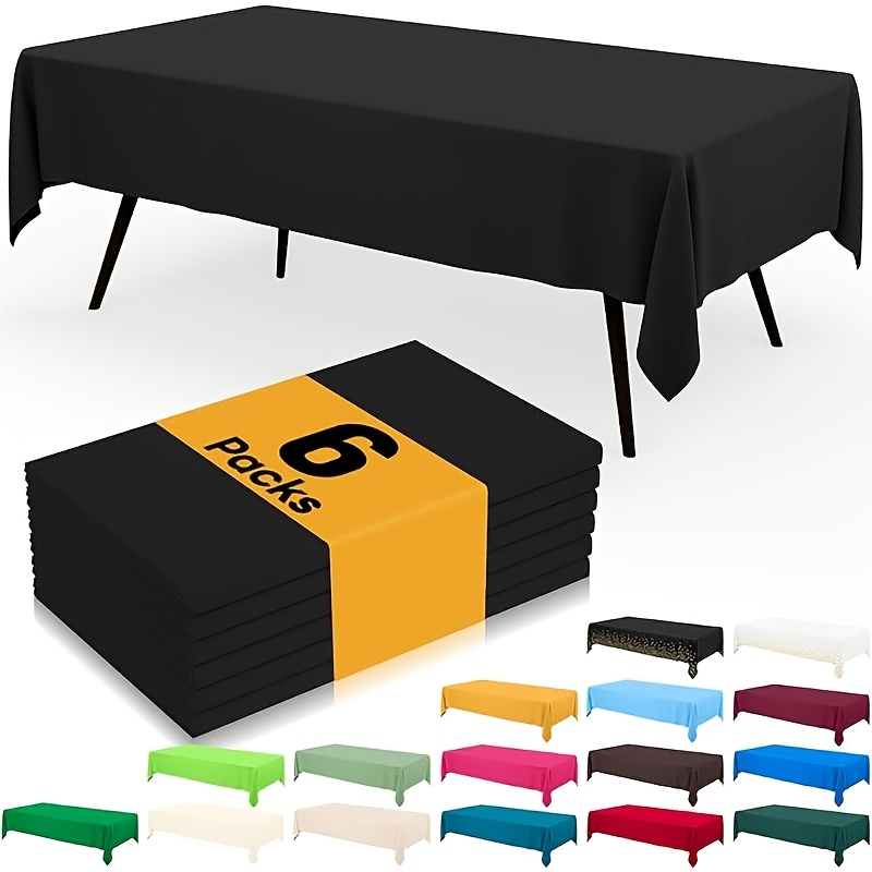 TEMU 6 Pack Disposable Plastic Heavy-duty Tablecloths 54"x72" Large Party Table Coverings - Heavyweight Durable Plastic Sheets For Weddings,