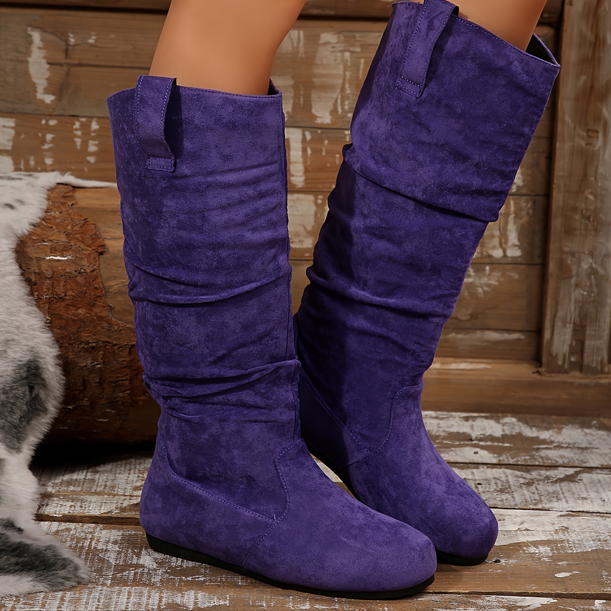 purple boots sold on Temu United States