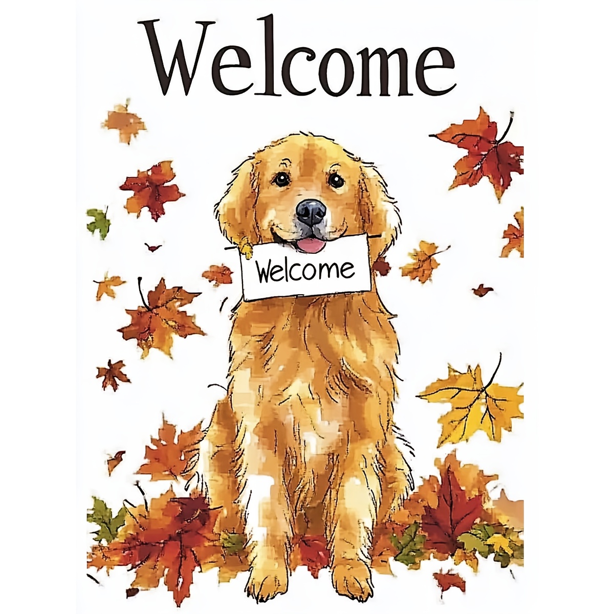 TEMU Jozysh, 1pc, 30x40cm/11.8x15.7inch, Diy Stitch Kit, Welcome Puppy, Patterned Printed Stitch Kit, Random Thread Board Stitch Material Kit, Living