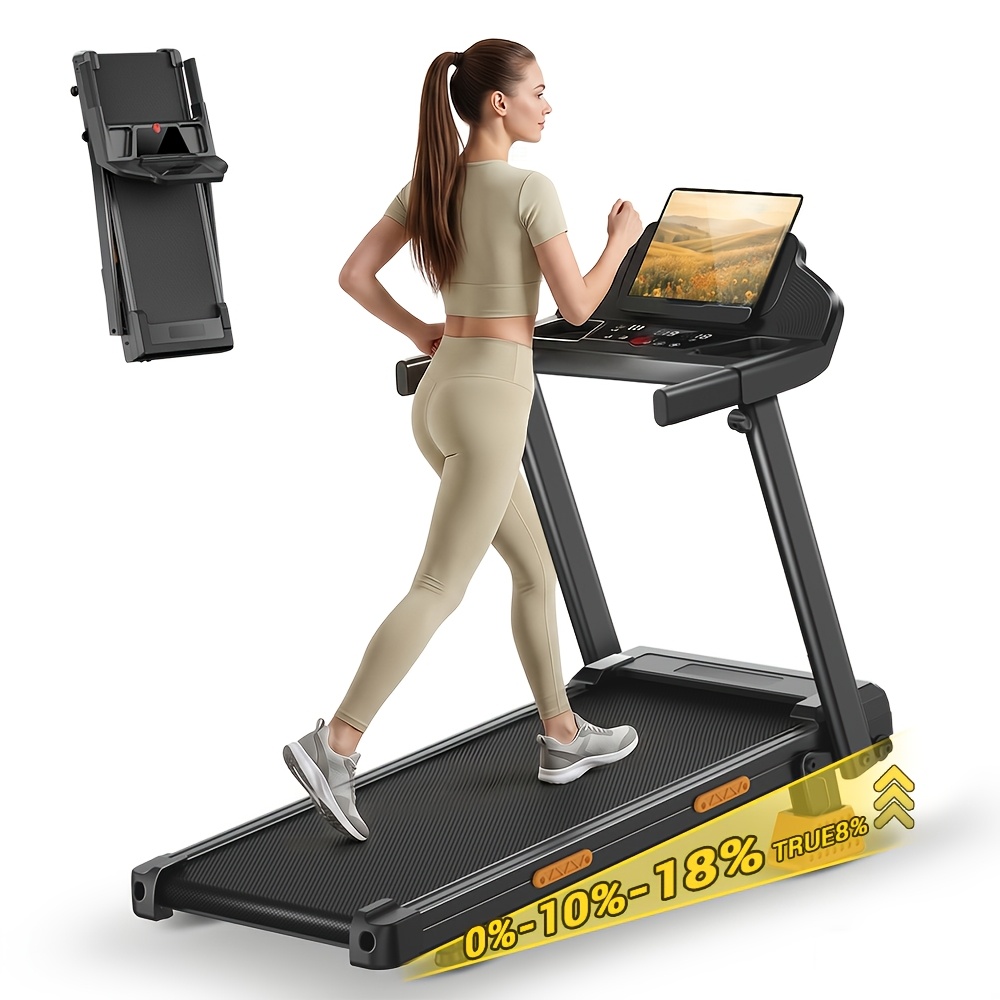 E-shop 4-in-1 Laufband mit 18 % Steigung, tragbare Laufbänder für Zuhause mit Griff, Laufbänder für Zuhause Büro, 350 lbs Gewichtskapazität