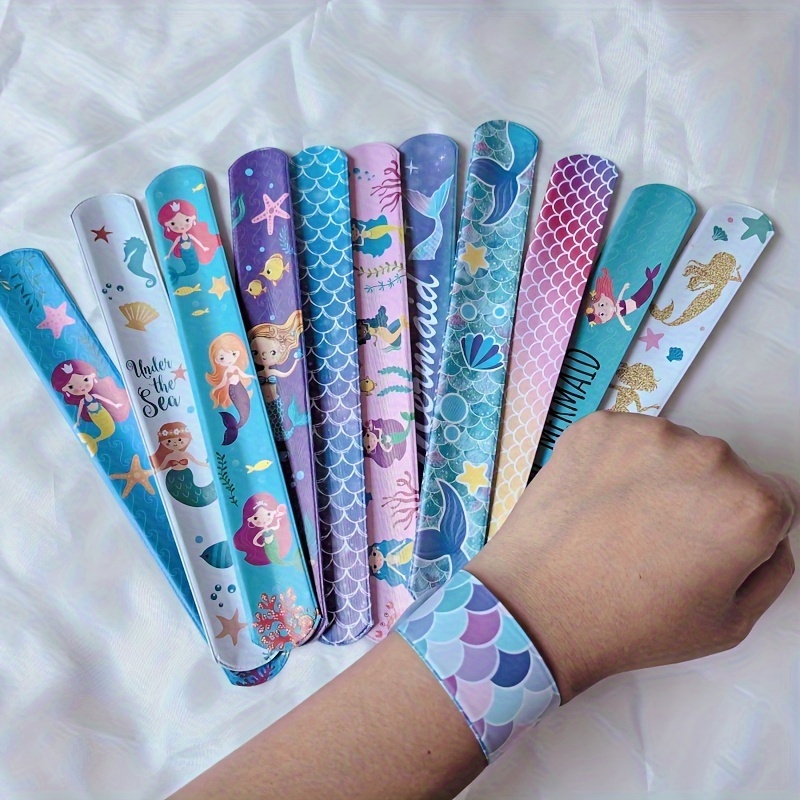 

12pcs Mermaid Slap Bracelet Mermaid Bracelet Party Supplies Birthday Gift