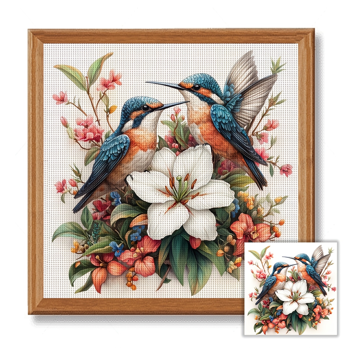Vervaco Kit De Broderie Au Point De Croix Rond Compté Oiseau Et Fleurs Sur Toile Aida 20,3 Cm
