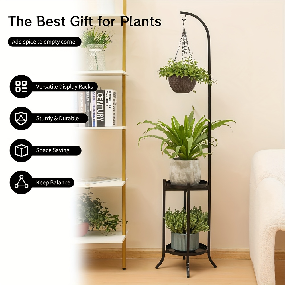2 tier flower rack metal plant shelf indoor outdoor tall - Temu
