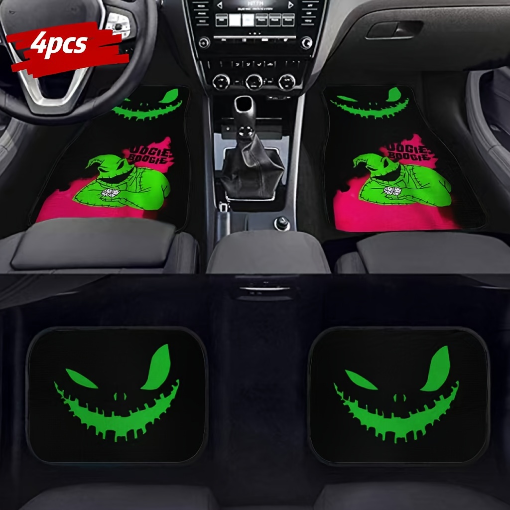 

4pcs Car Floor Mats Set - Fit, Non-slip Rubber Front & Rear, Waterproof & Easy To Clean Auto Interior Accessories, Horror Movie, Pattern, Car Mats, Non-slip, Waterproof