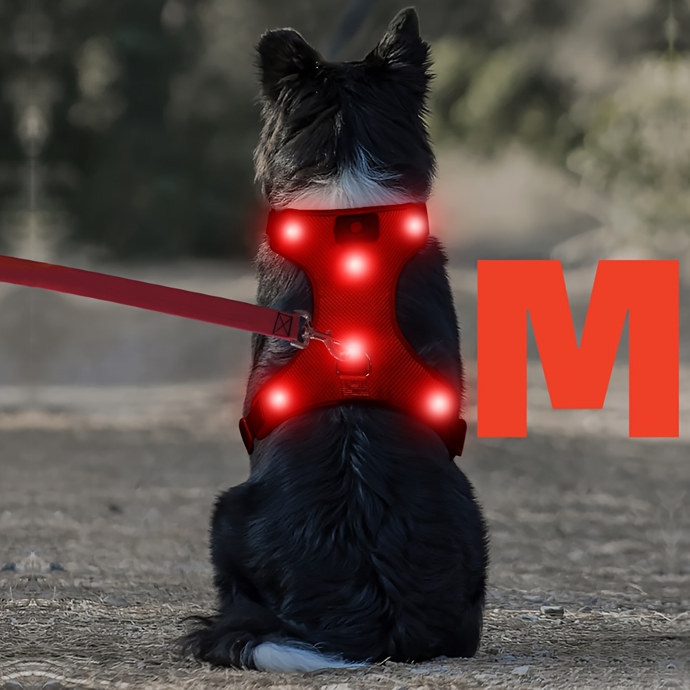 TEMU Arnés LED para Perros con Luz - Arnés Antitirones con Batería Desmontable - Chaleco LED Recargable y Lavable - Arnés para y Camping, Adecuado