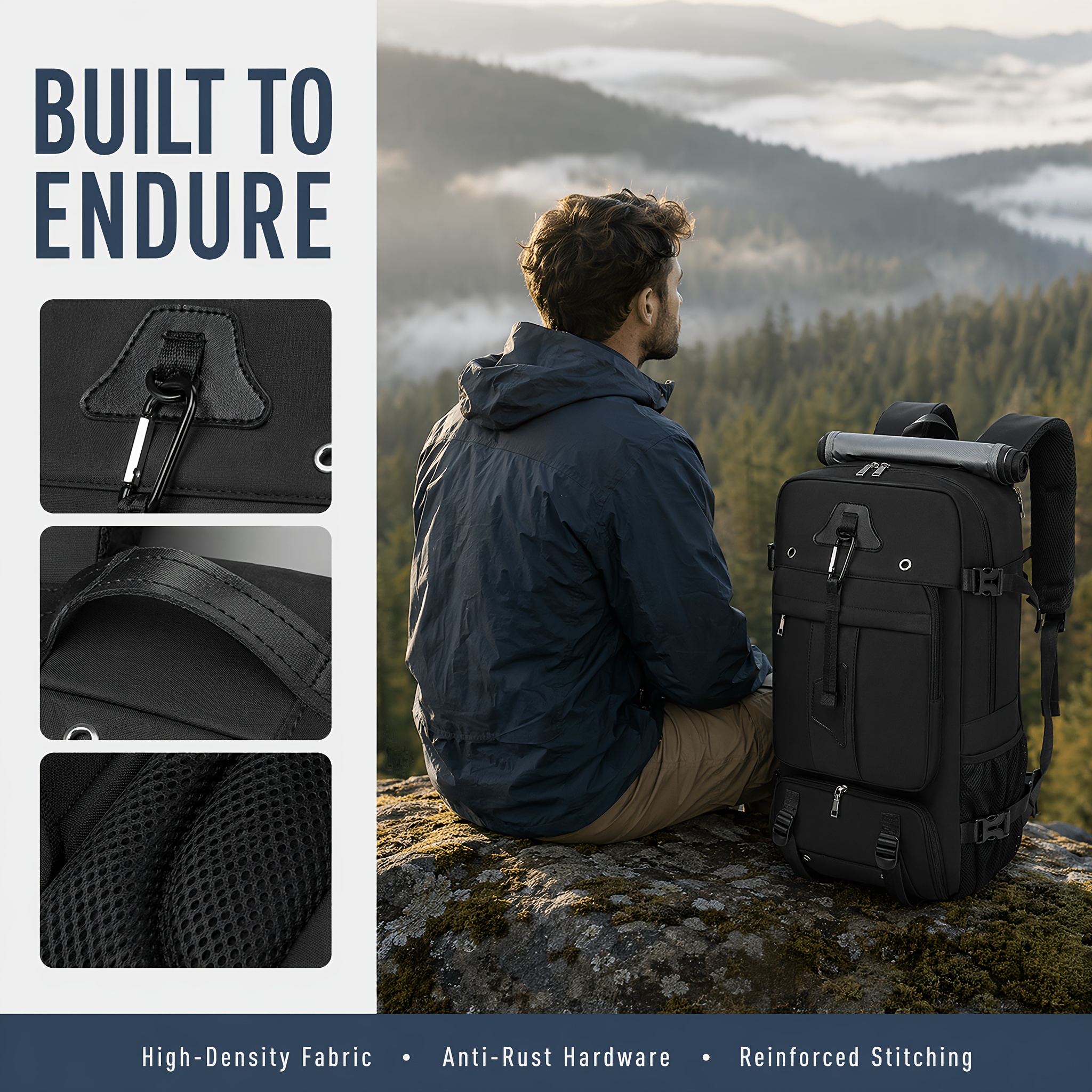 Image of Large Capacity Travel Backpack, Multi-compartment Carry-on Bag With Reinforced Stitching, Suitable For Airport Travel And Business Trips.