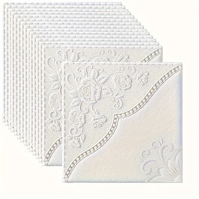 E-shop 20 Stück 3D Blumenmuster Wandfliesen Aufkleber, Selbstklebende Deckenaufkleber, Einfach anzubringen zu entfernen, Leicht zu reinigen zu
