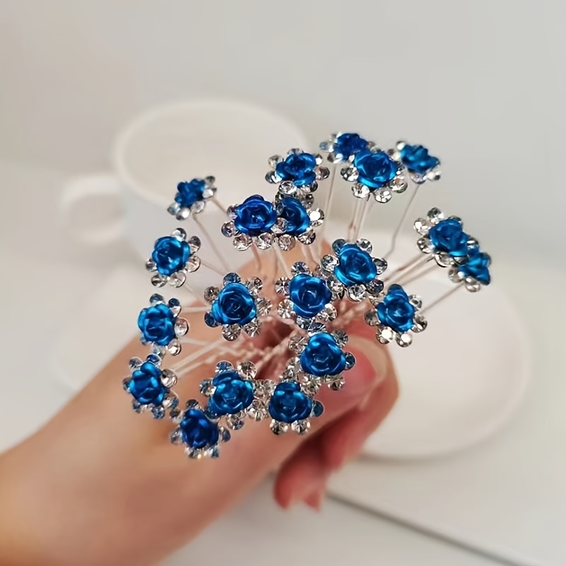 10pcs womens u shaped blue rose hair accessory - Temu Mauritius