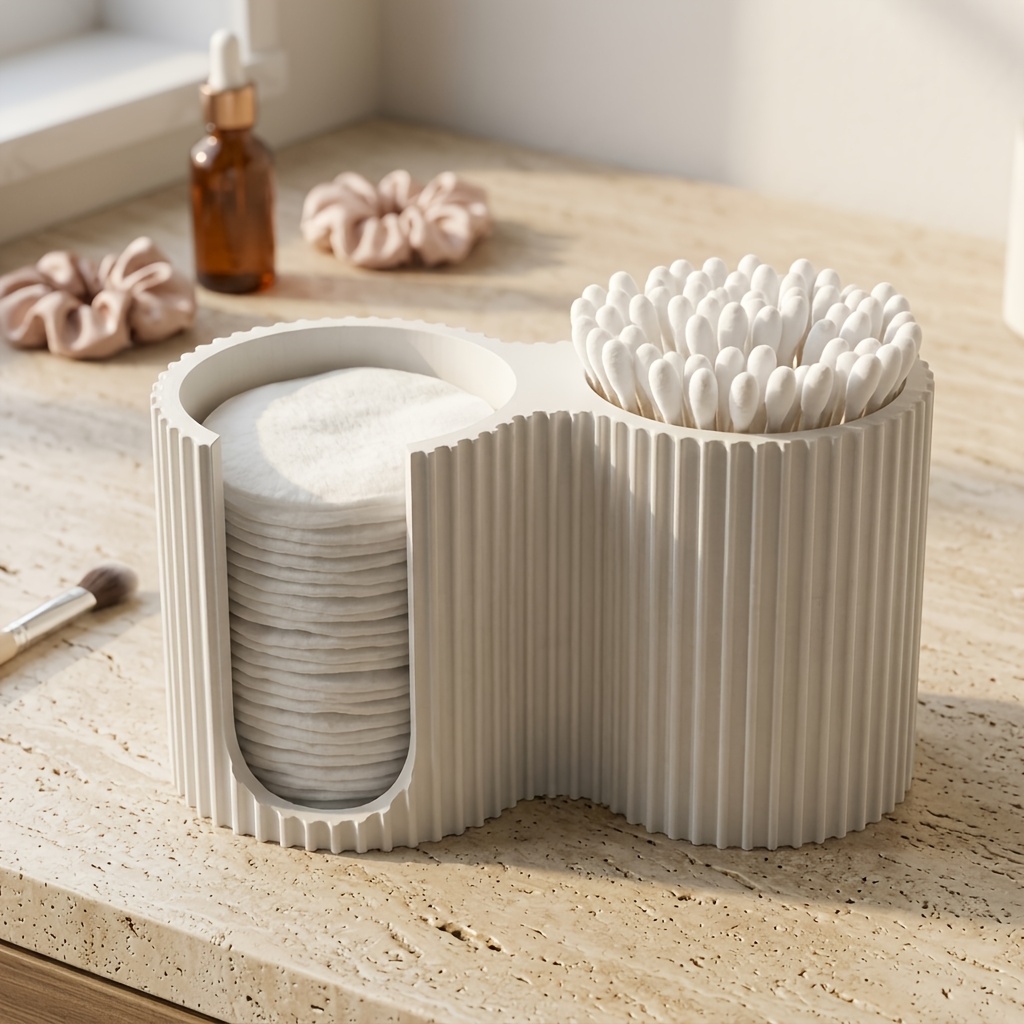 TEMU Organisateur de Cosmétique Minimaliste à Rayures, Porte-Bâtonnets Créatif, Boîte à Bâtonnets de Salle de Bain 2-en-1, Article de Désenclavement