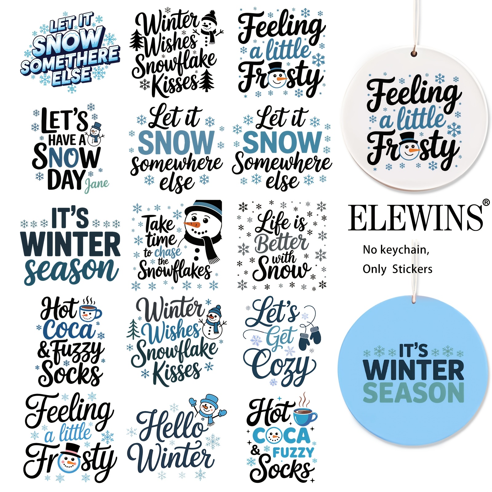 TEMU 32pcs Christmas Ornament Uv Dtf Transfer - Christmas Snowman Quotes Waterproof And Scratch-resistant Vinyl Wraps For Crafts, Decorations & Gifts
