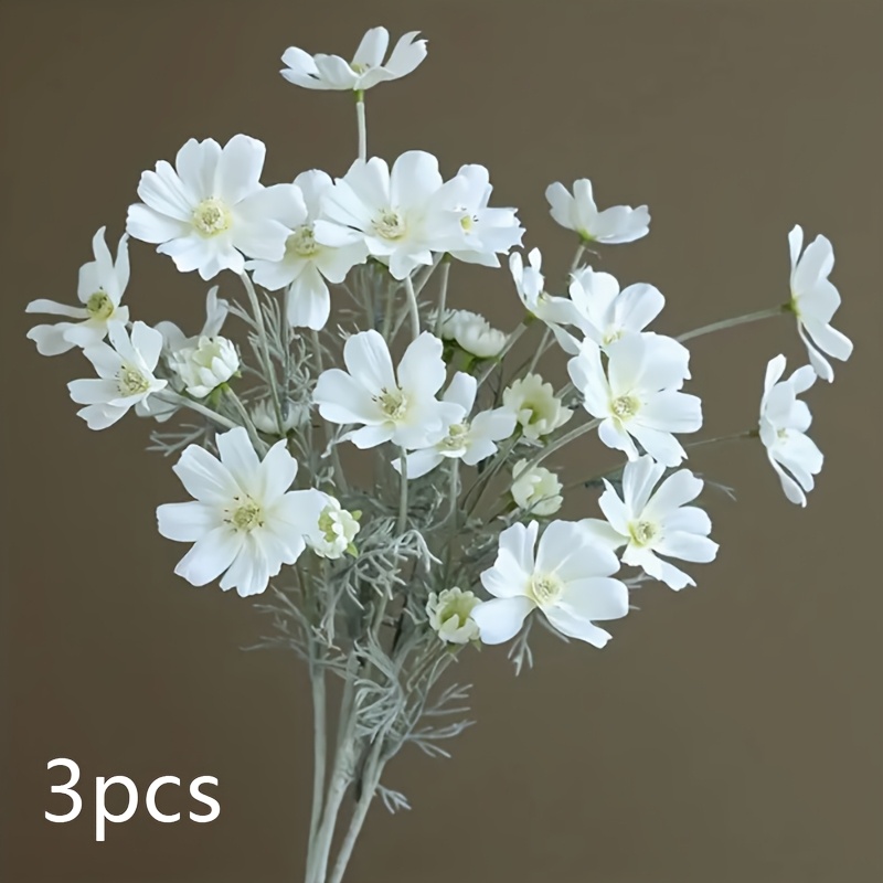 TEMU 3pcs Set, Artificial Bouquet, Faux Persian Daisy Flowers, Multiple Colors , Spring/summer Living Room Tabletop Floral Arrangement, Indoor ,