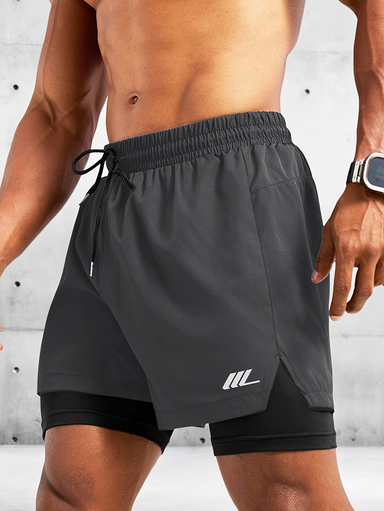 Men'S Drawstring Athletic Shorts with Zipper Pockets at The Back