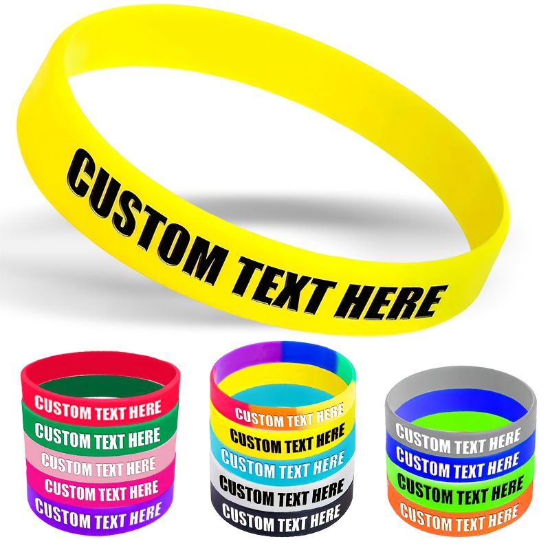 55pcs Custom Silicone Wristbands with Letter Patterns