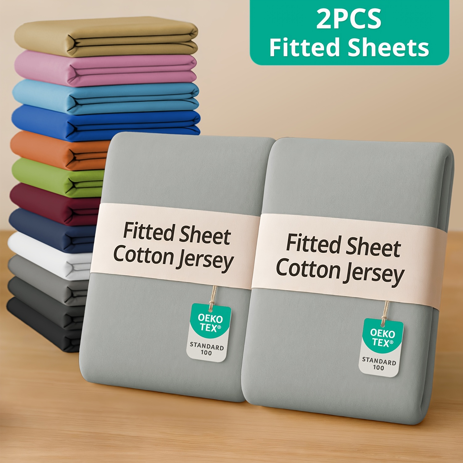 Image of 2pcs Cotton Fitted Sheet, Children Fitted Sheet 80 Count, Soft Mattress Cover, Breathable Bed Sheet Set, Machine Washable Bed Linen For Bedroom, & School Random Color