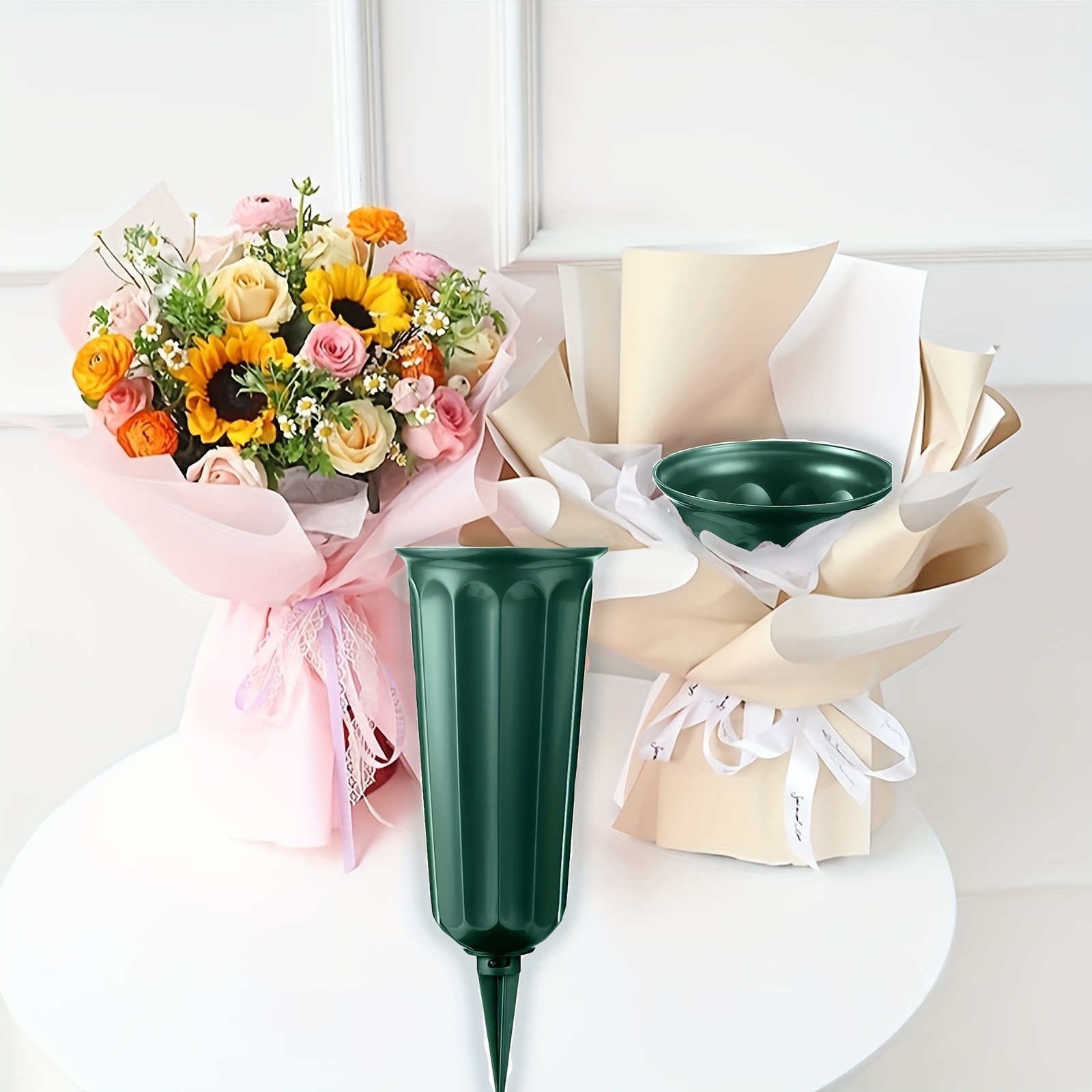 PRETYZOOM Friedhofs-Blumenkörbe – 4er Set, Schwarz, Kunststoff, Mit Stacheln