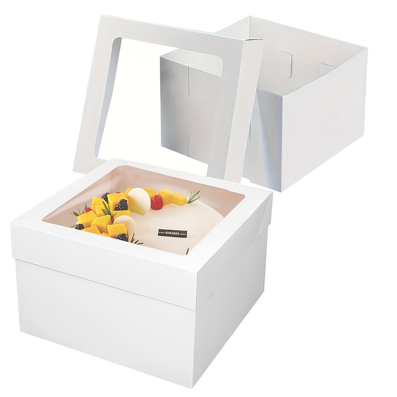TEMU 10pcs Cake Box 12x12x8 Inch High Cake Box With Window With White Lid Disposable Cake Box For Weddings Birthday Parties Christmas Holidays Travel Celebrations Cake Storage