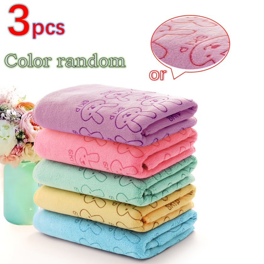 Image of 3/5pcs Pet Bath Towels, Cartoon Colorful 3pcs (colors Random), Quick- Drying Towels