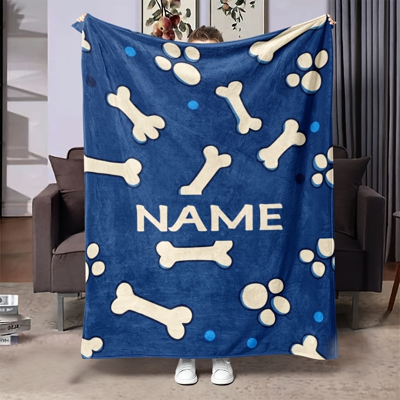 

Personalized Dog Paw Print Flannel Blanket - Soft, For Couch, Bed, Office, And Travel - Ideal Gift For Pet Lovers