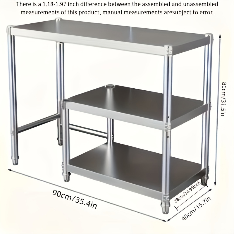 Heavy-Duty Stainless Steel Kitchen Storage Rack (Non-Food Contact) - 35.4 Inches X 31.5 Inches, Easy to Clean, Space-Saving Design - Durable Freestanding Structure for Organizing Various Kitchen Tools And Appliances