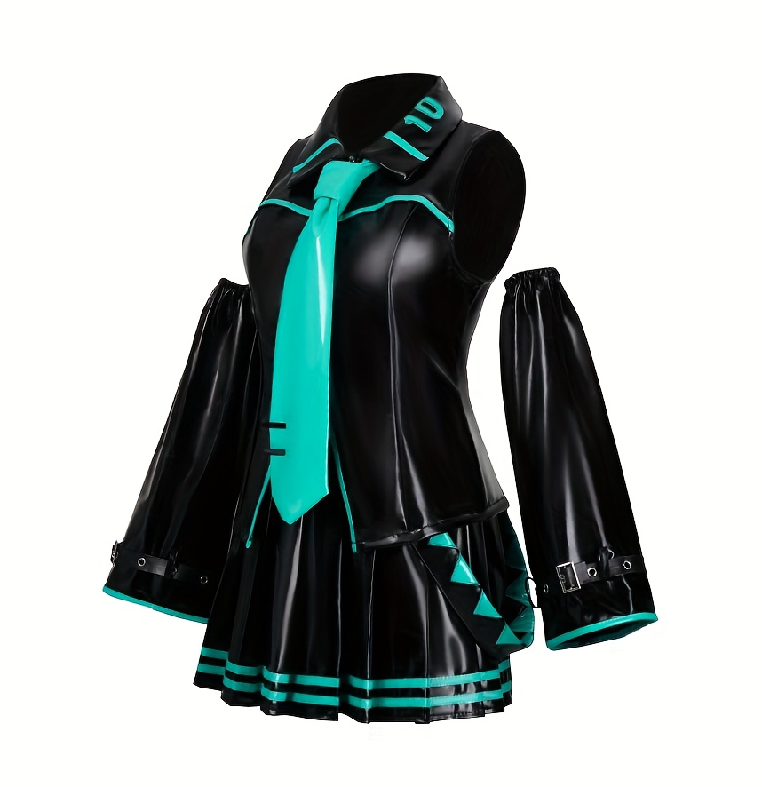 Miku Cosplay blue and black patent fabric 13 piece suit to future uniform suit virtual singer girl party diffuse display anime character Halloween play costume