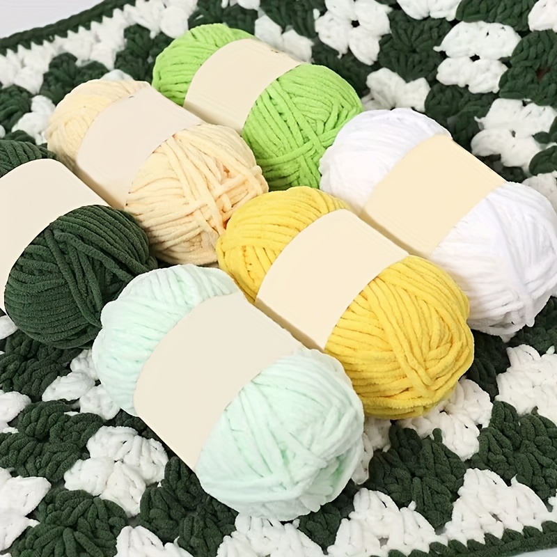 

2 Skeins Velvet Chenille Yarn, Soft Polyester, Knitting & Crochet, 2x85m (2x93yds, 2x50g), Diy Craft Supplies For Blanket Weaving