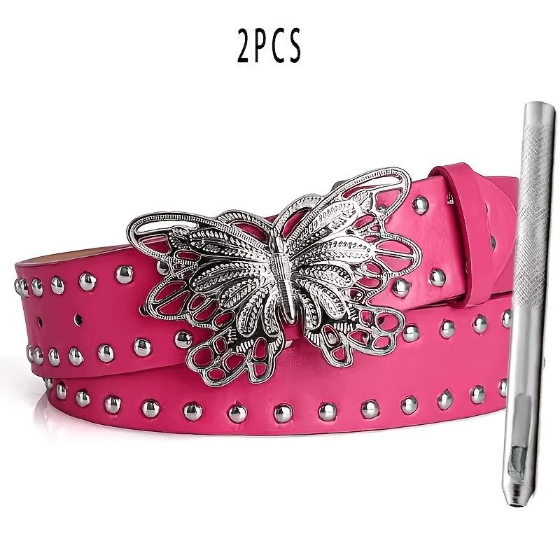 Halloween 2pcs Set, Y2K Style Butterfly Rivet Belt