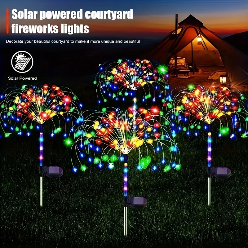 solar powered dandelion firework lights brass copper wire string for outdoor garden yard decor easy install outdoor solar lights for yard garden decorations solar lights details 4