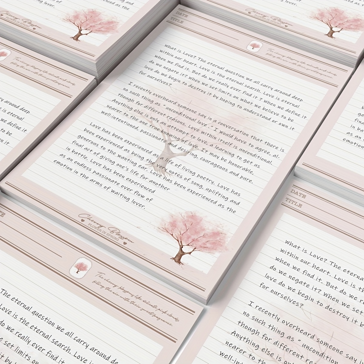 TEMU Cuadernos B5 Estilo Kawaii Sakura Rosa y Lavanda - 30 Páginas por Libro, para Notas de Estudio, Cuaderno de Dibujos, Notas Adhesivas, Escritura