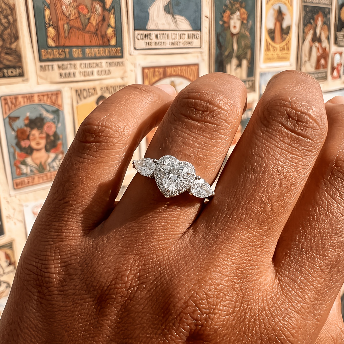 Women's Heart Ring, Exquisite Retro Design