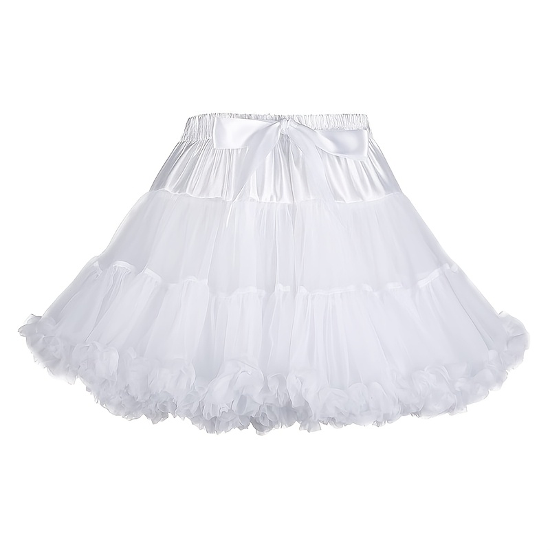 TEMU Women's 2-layered Pleated Tulle Petticoat Tutu Puffy Cosplay Underskirts Chiffon Half Slips Fluffy Ballet Dress