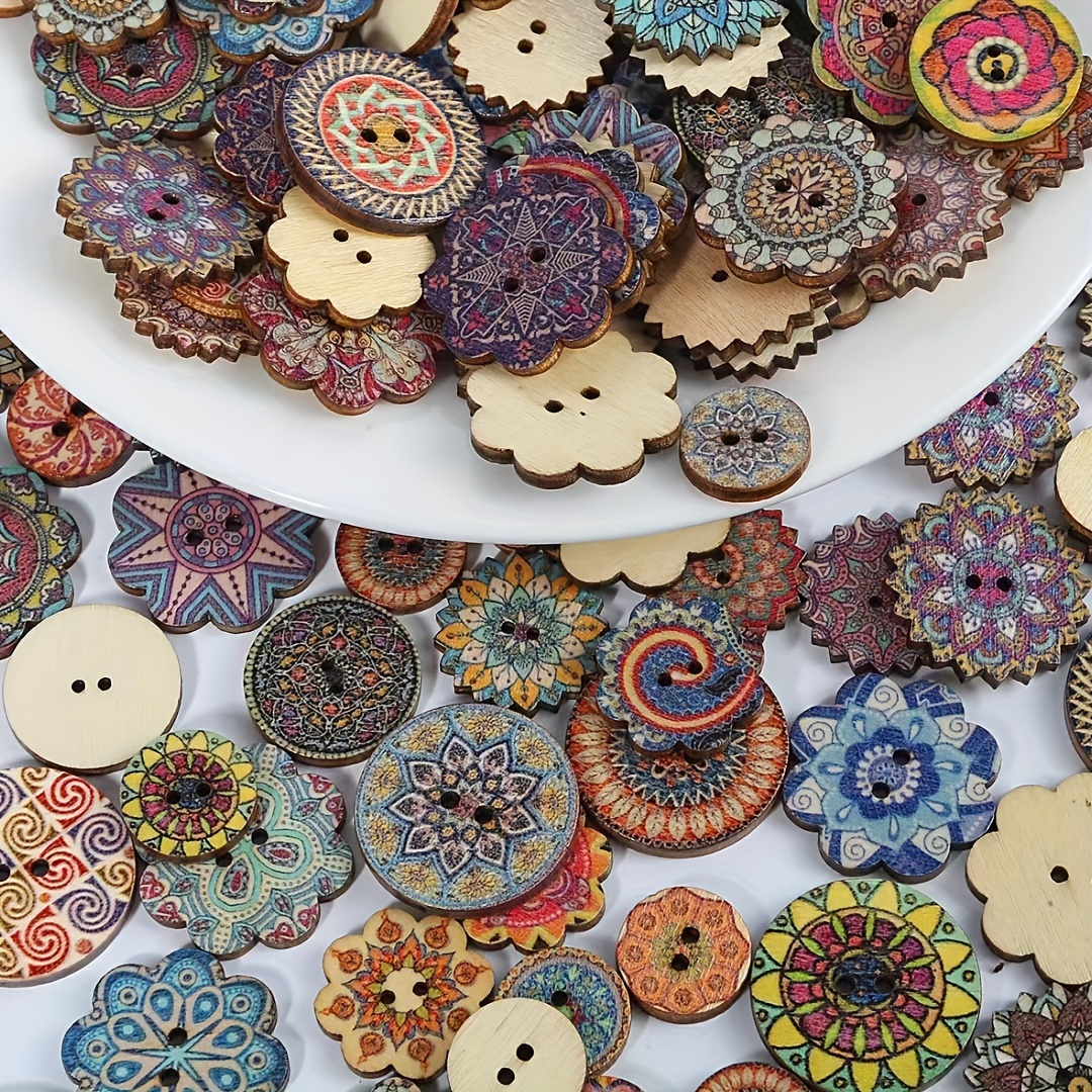 

100pcs Wooden Buttons, Retro Wooden Buttons With 2 Holes, Used For Diy Sewing Decoration ( )